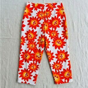 Medium‎ Vintage White Cropped Pants - Bright Sunflower Print, Easter, Spring